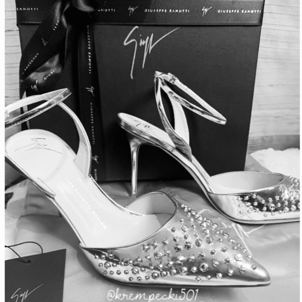 giuseppe zanotti •NEW• studded mirror silver heel - Picture 9 of 9
